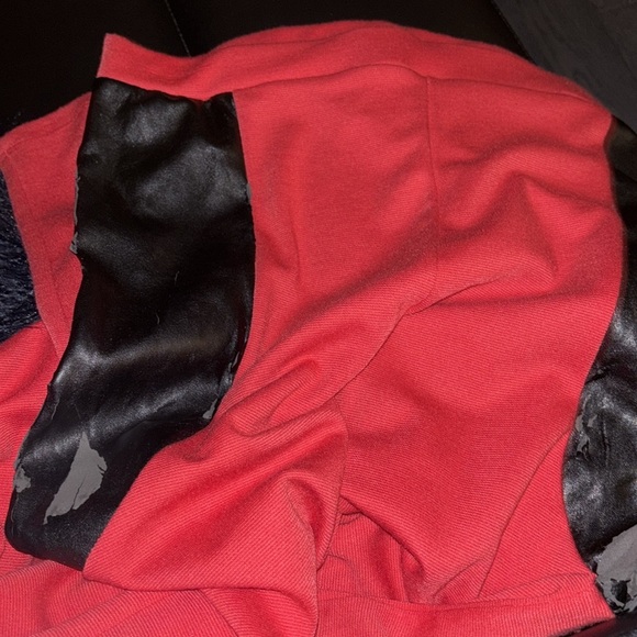 Fashion Story red black  vegan leather patch sides leggings Sz L - Picture 9 of 10